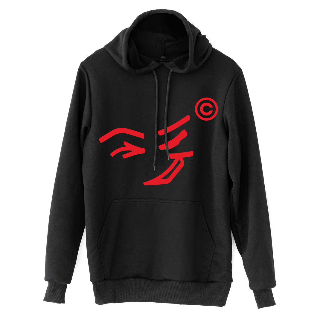 Crafty Wink Hoodie - Black Hoodie Hot Chilli Red Wink